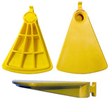 Three angles of yellow reach pull pole end
