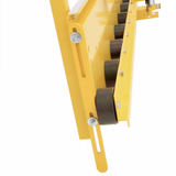 Yellow metal frame with a belt on a white background
