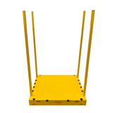 Yellow metal cart/dolly with four vertical posts on a white background